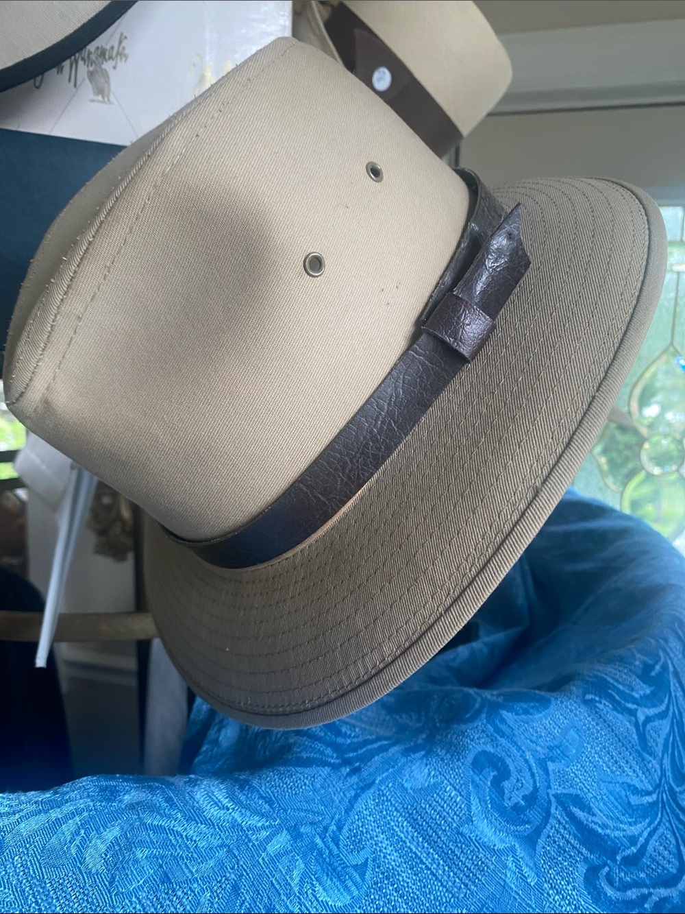 Vintage Beige and Brown Men's Fedora Hat